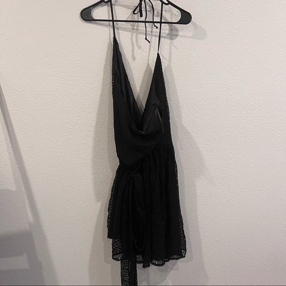 Ceremony by Joanna August black lace halter wrap dress size large - Picture 5 of 6